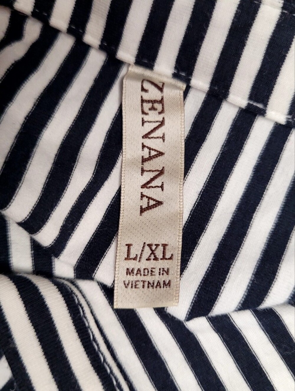 Zenana Black White Oversized Vertical Stripe Button-Down Short Sleeve Shirt L/XL - Picture 6 of 7